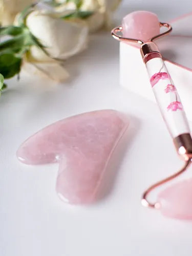 Jade Pink Quartz Guasha for Facial massage