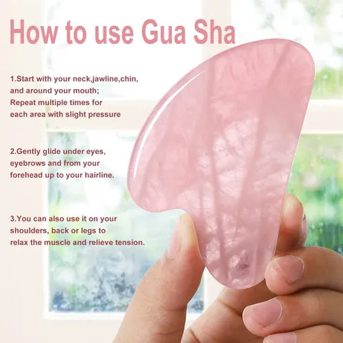 Jade Pink Quartz Guasha for Facial massage